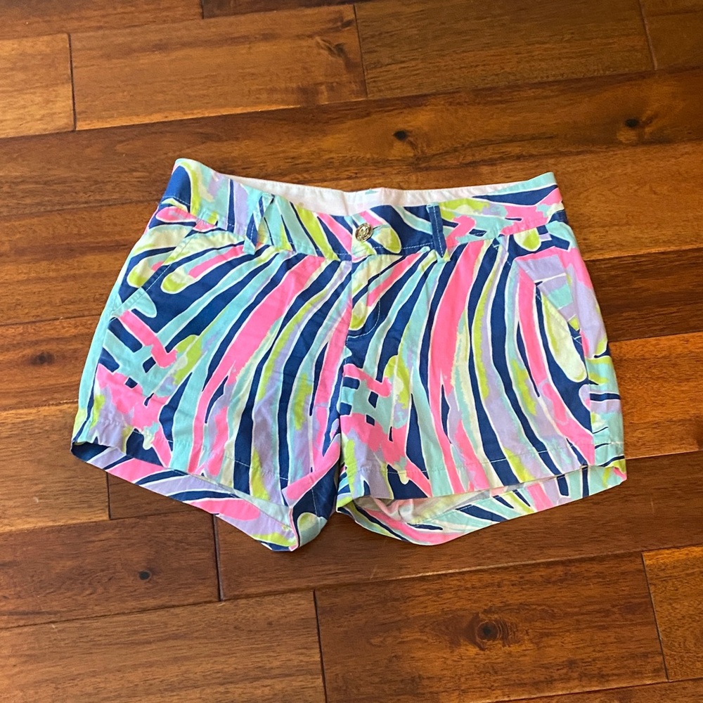 Lilly Pulitzer High Waist Shorts in Pink and Blue